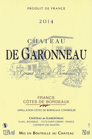 Etiquette Château de Garonneau 2014