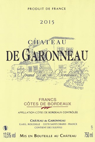 Etiquette Château de Garonneau 2015